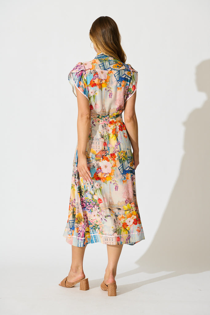 Milliana Midi Dress in Mediterranean Floral Print back