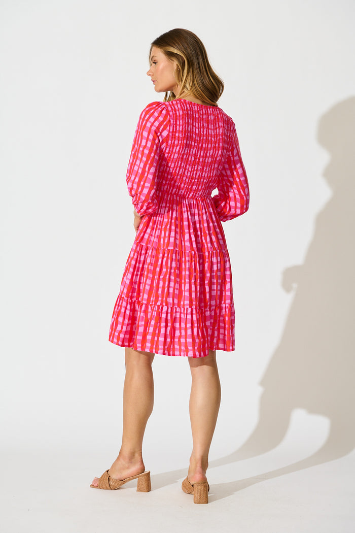 Echo Dress in Multi Pink Gingham back