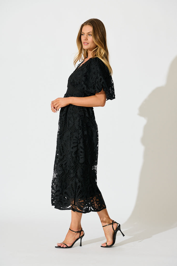Serene Melody Lace Maxi Dress In Black side