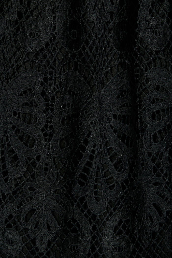 Serene Melody Lace Maxi Dress In Black fabric