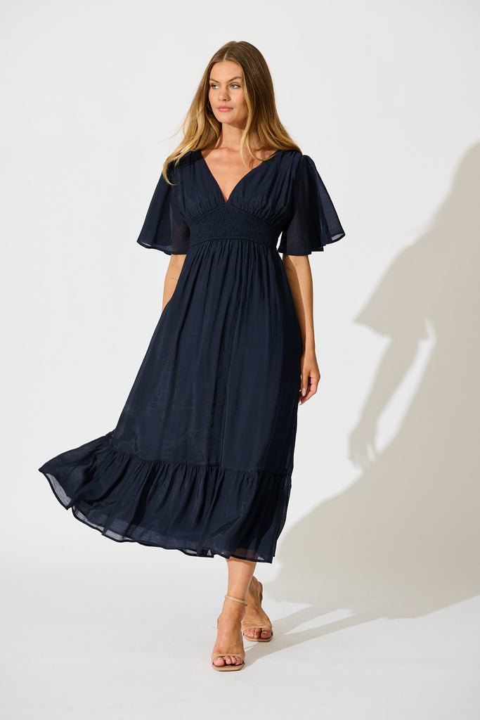Poesy Maxi Dress in Navy full length