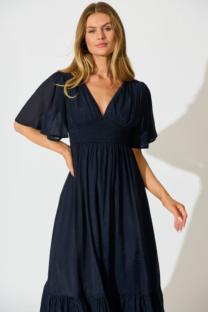 Poesy Maxi Dress in Navy front