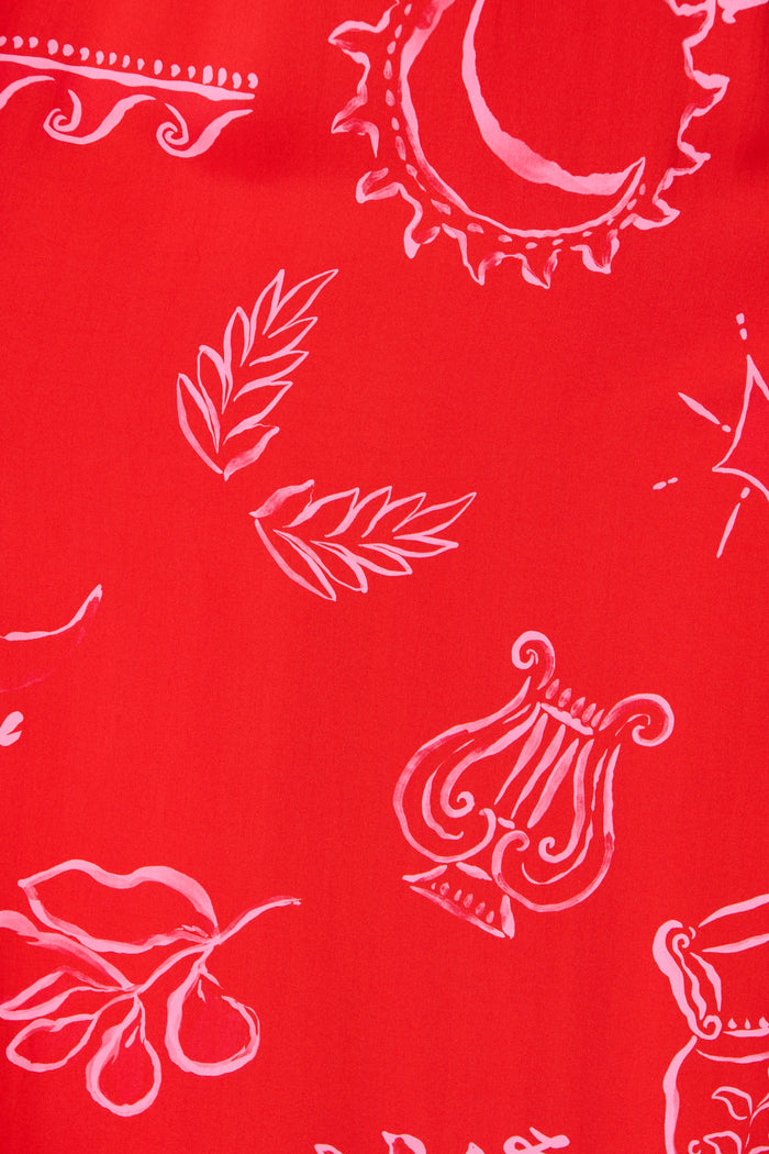 Lavara Maxi Sundress in Red with Pink Print fabric