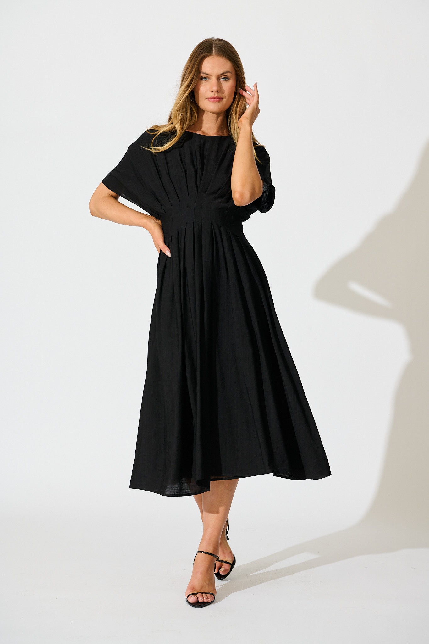 Elegance Echo Maxi Dress in Black full length