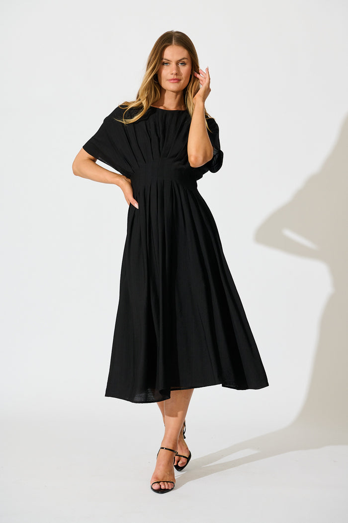 Elegance Echo Maxi Dress in Black full length