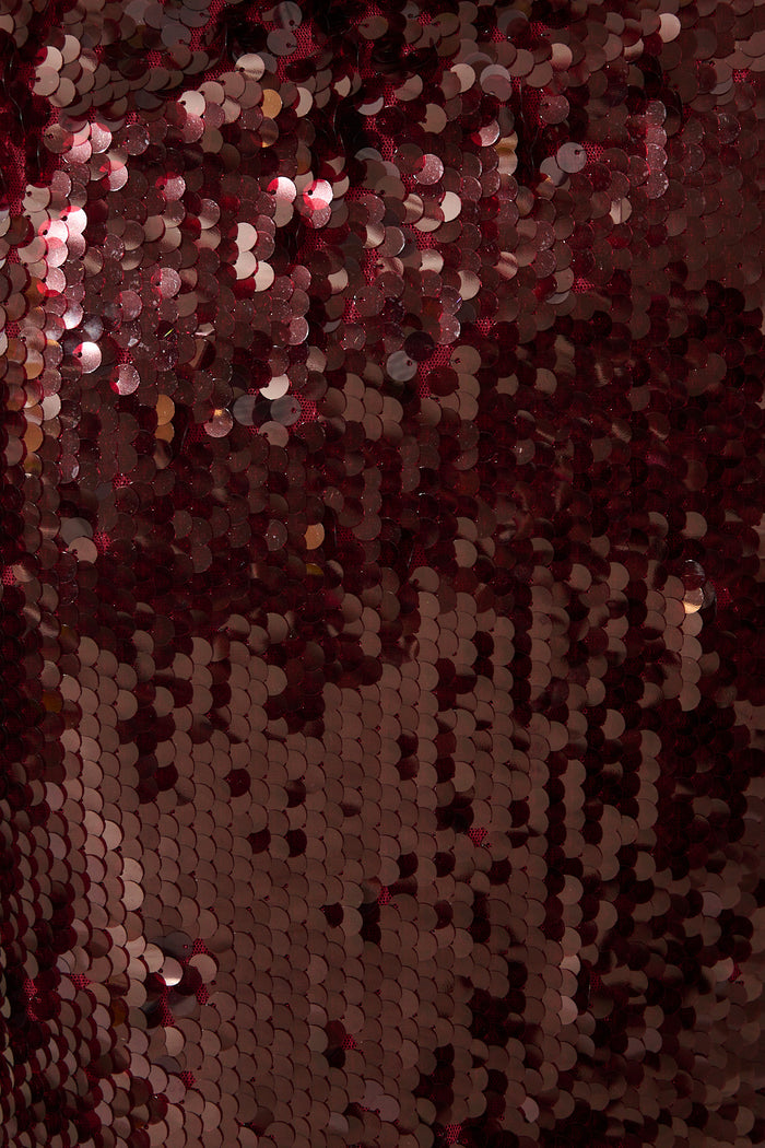 PRE ORDER Out Till Dawn Midi Dress in Wine Sequin fabric