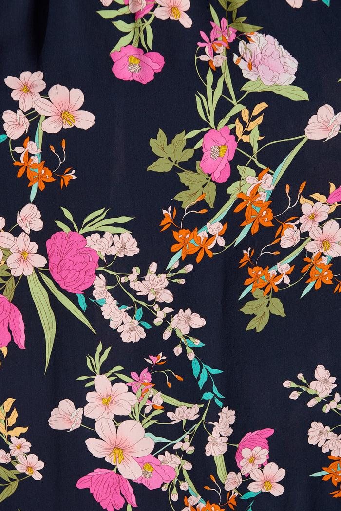 Remina Maxi Sundress in Navy with Pink Floral fabric