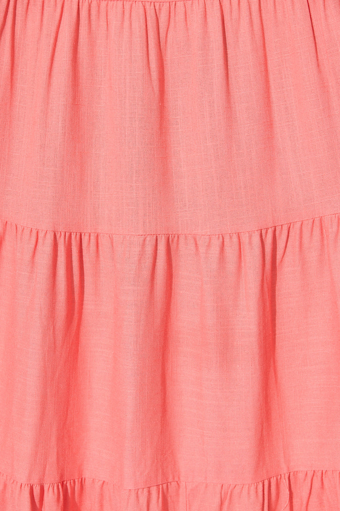 Imali Maxi Sundress in Pink Linen Blend fabric