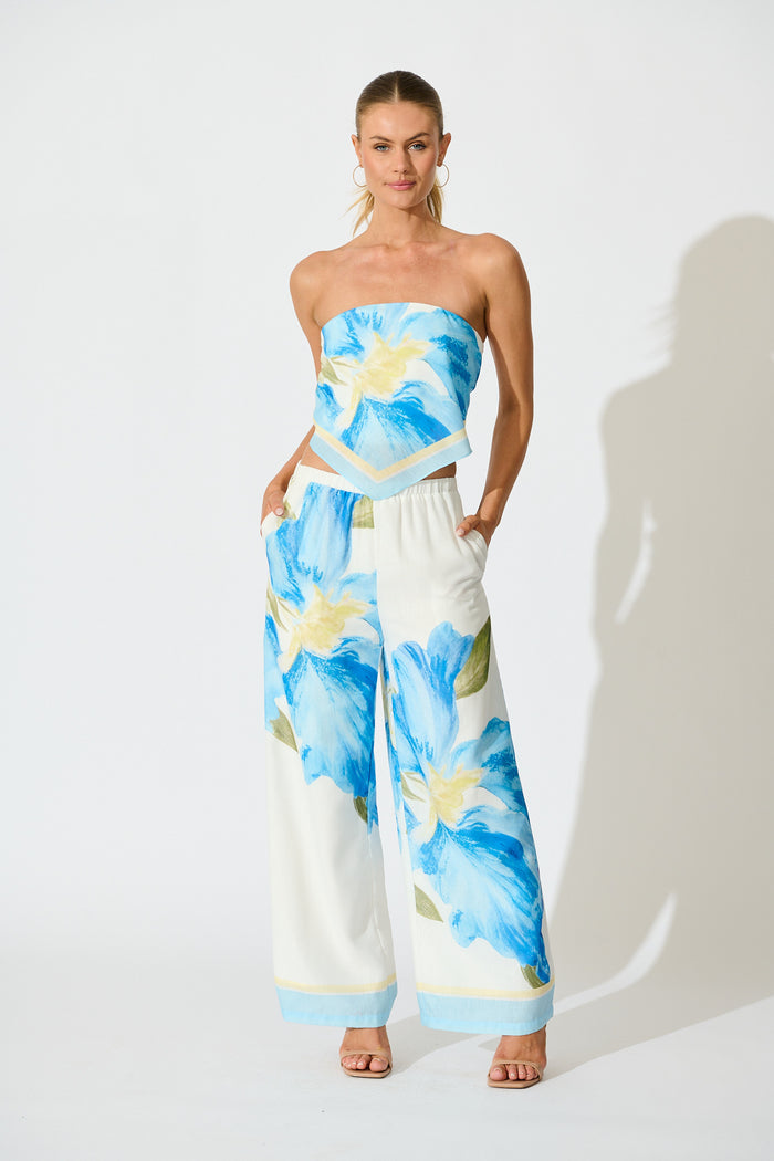 Isolde Pant in Blue Floral full length set
