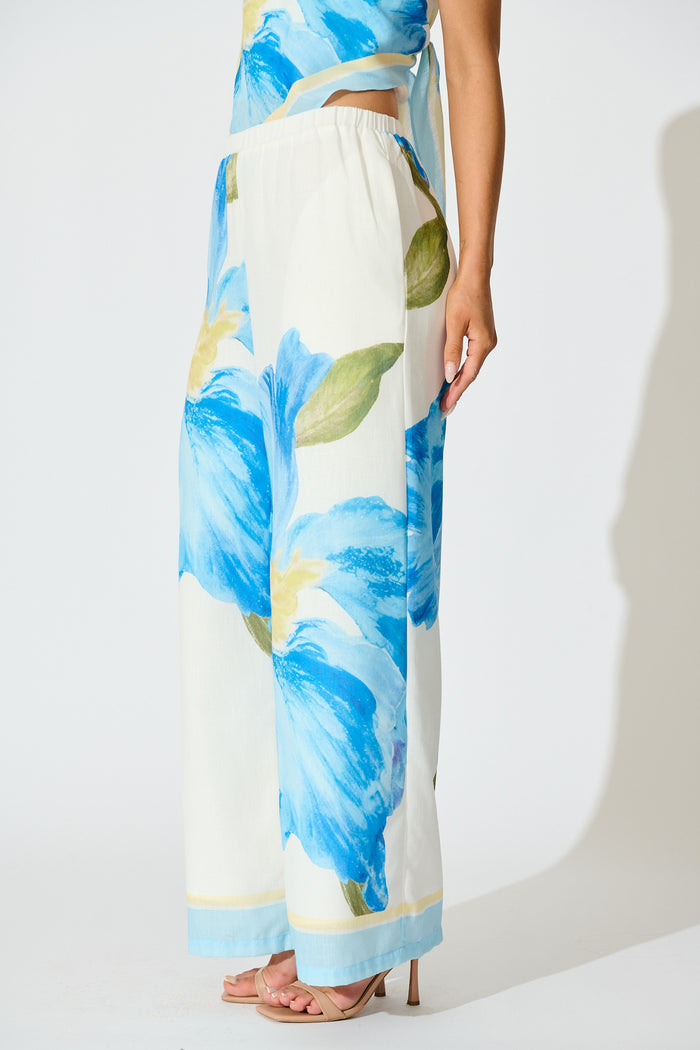 Isolde Pant in Blue Floral side