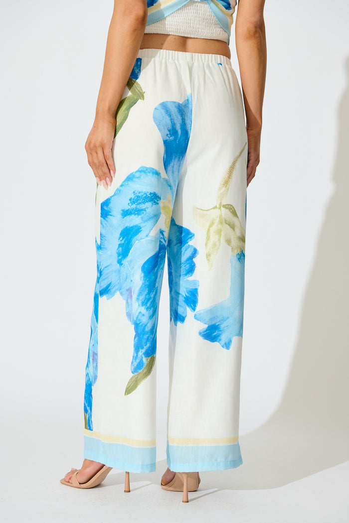 Isolde Pant in Blue Floral back