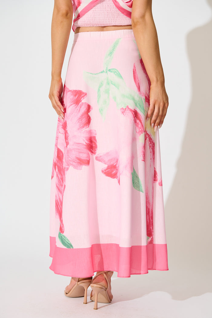 Mireya Maxi Skirt in Pink Floral back