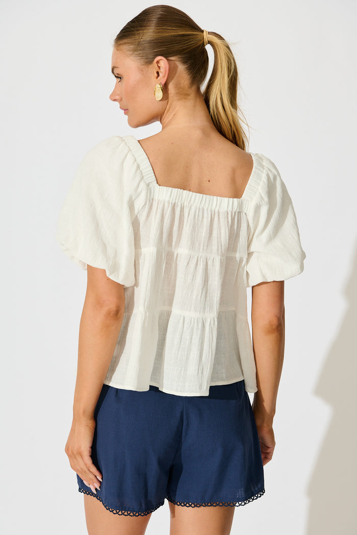 Carlene Top in White Cotton back
