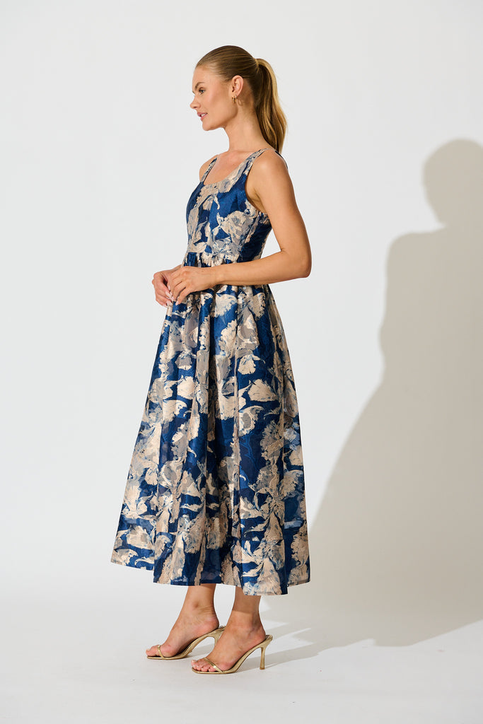 Pure Luxe Maxi Dress in Navy Floral Organza side