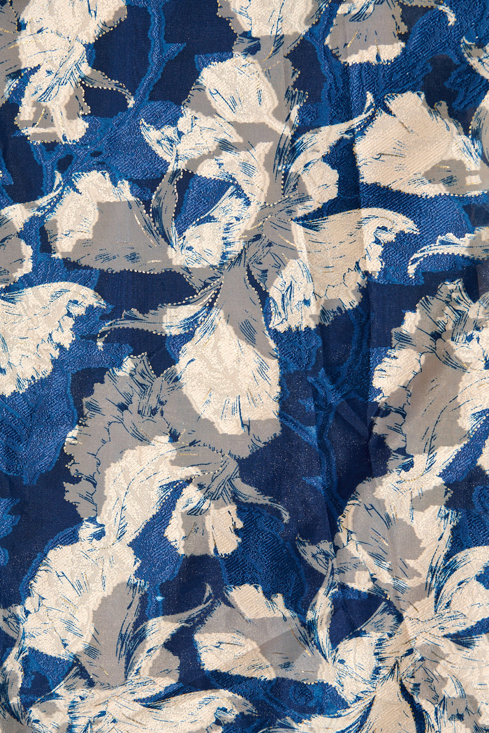 Pure Luxe Maxi Dress in Navy Floral Organza fabric