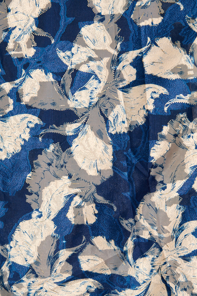 Pure Luxe Maxi Dress in Navy Floral Organza fabric