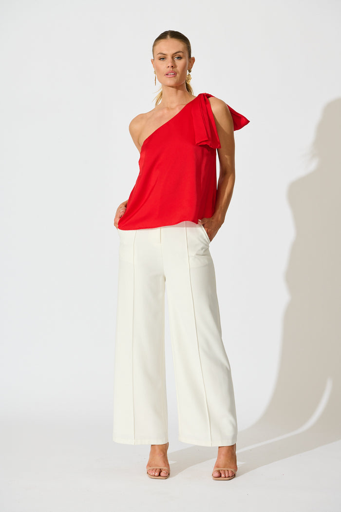 Denzel Top in Red Satin full length