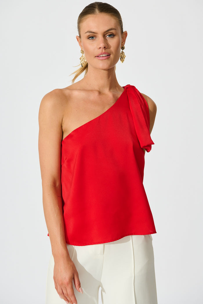 Denzel Top in Red Satin front
