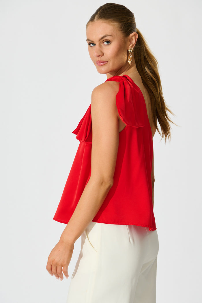 Denzel Top in Red Satin side