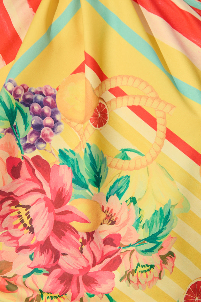 Tropea Scarf in Red and Yellow Border Print fabric