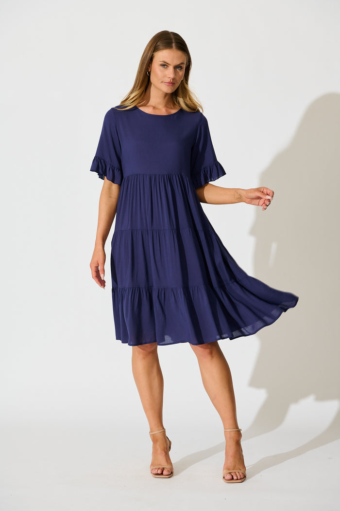 Layana Midi Dress in Navy full length