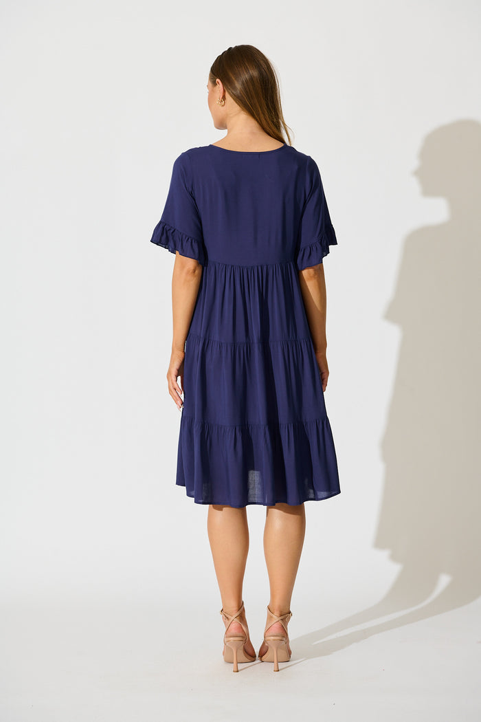 Layana Midi Dress in Navy back