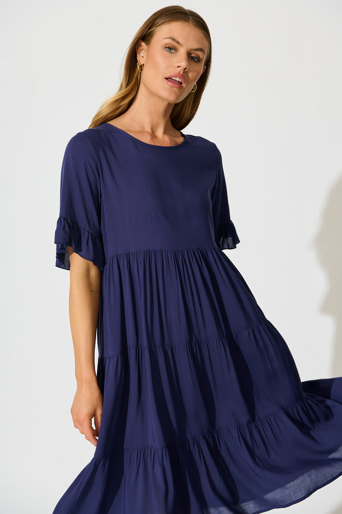 Layana Midi Dress in Navy front