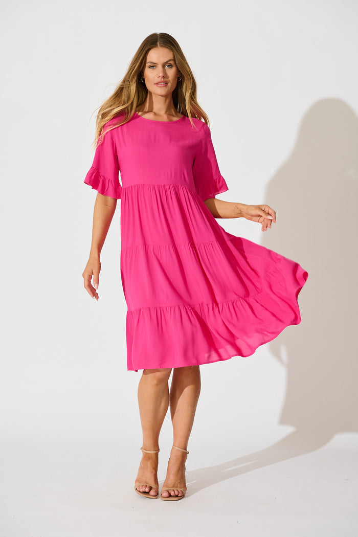 Layana Midi Dress in Pink full length
