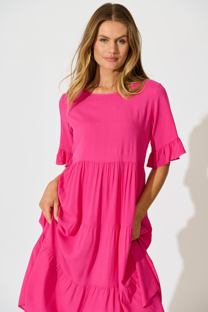 Layana Midi Dress in Pink front