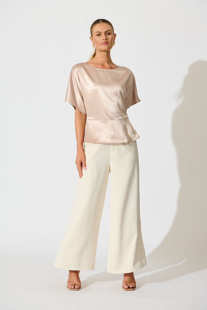 Satin Serenade Top in Champagne full length