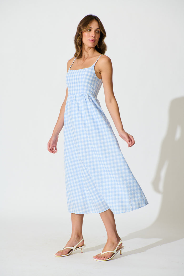 Emmy Maxi Sundress in Blue Gingham