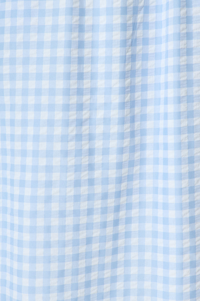 Emmy Maxi Sundress In Blue Gingham Cotton Blend fabric