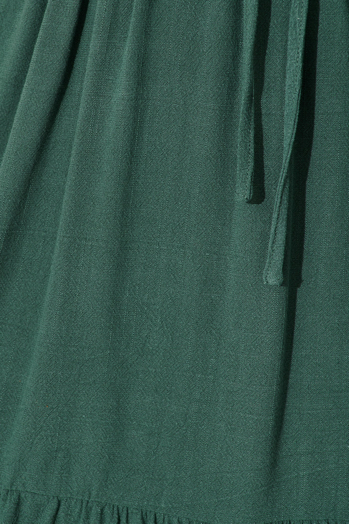 Joy Dress In Green Linen Blend fabric