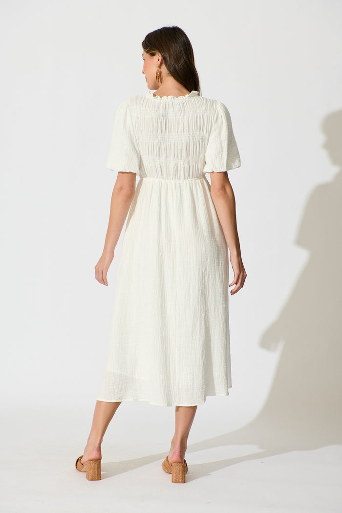 Shellby Midi Dress in White Cotton back