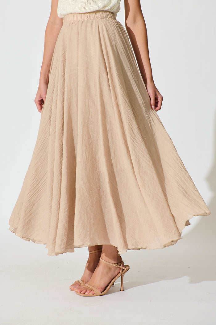 Leora Maxi Skirt in Taupe Cotton side