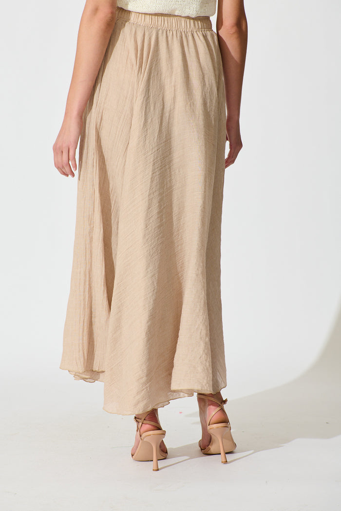 Leora Maxi Skirt in Taupe Cotton back