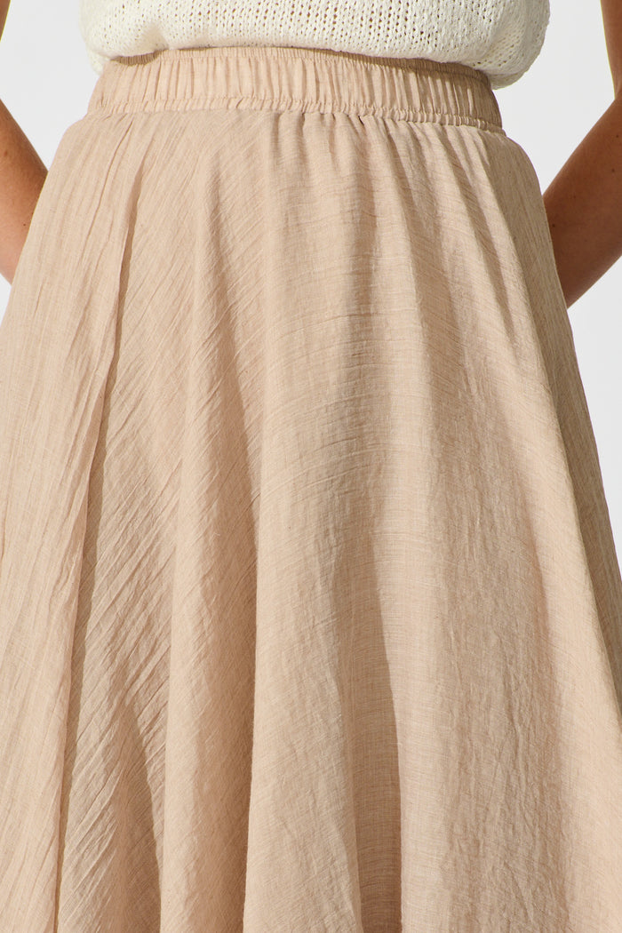Leora Maxi Skirt in Taupe Cotton detail