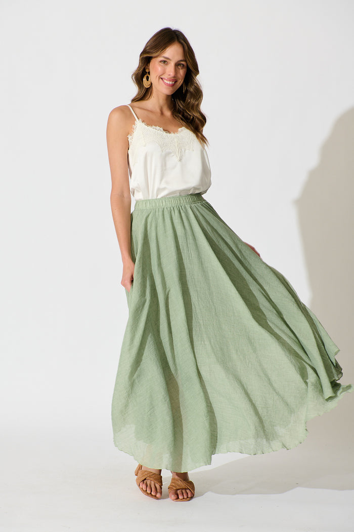 Leora Maxi Skirt Sage Cotton | St Frock Leora Maxi Skirt Sage Cotton | St Frock