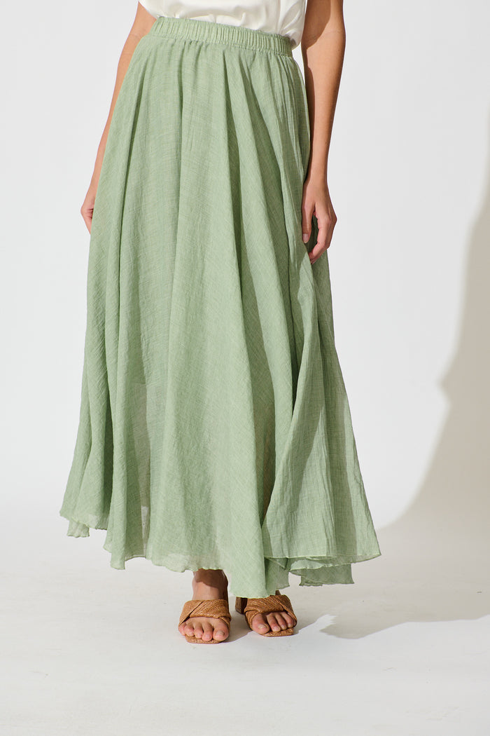 Leora Maxi Skirt in Sage Cotton front