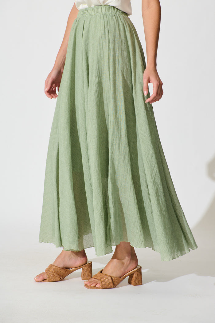 Leora Maxi Skirt in Sage Cotton side