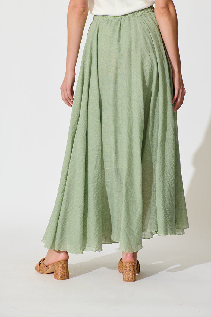 Leora Maxi Skirt in Sage Cotton back