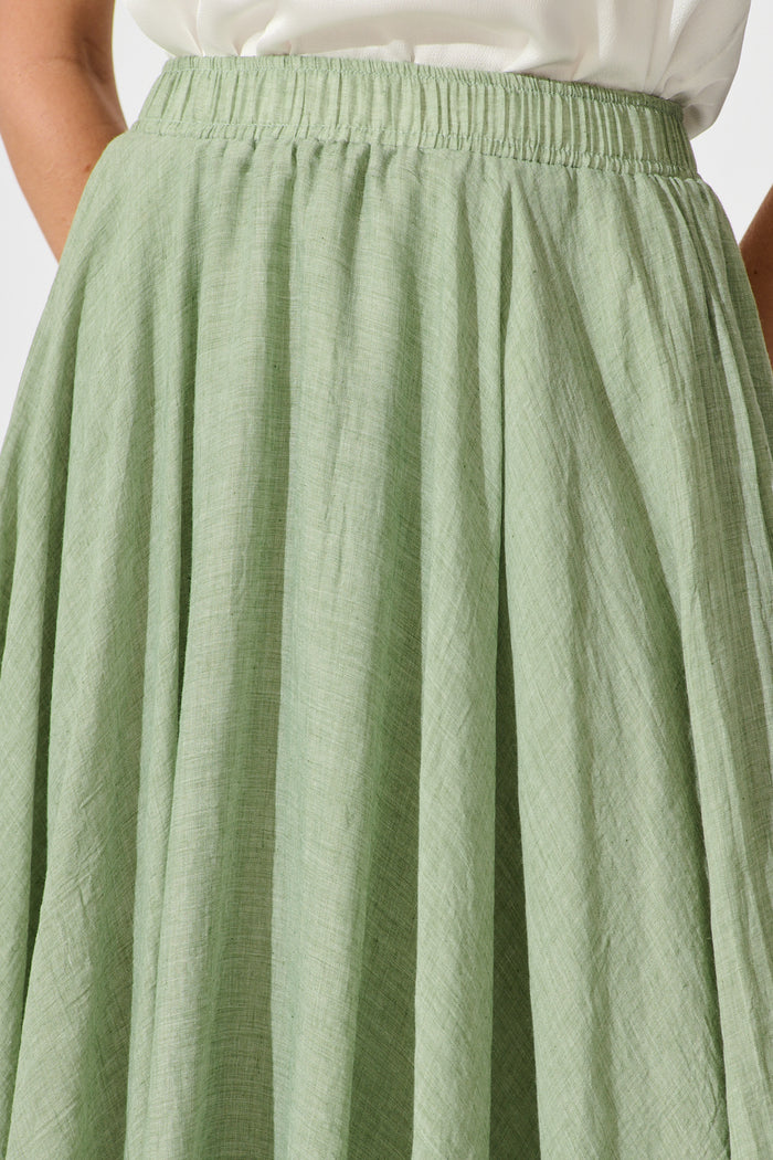 Leora Maxi Skirt in Sage Cotton detail