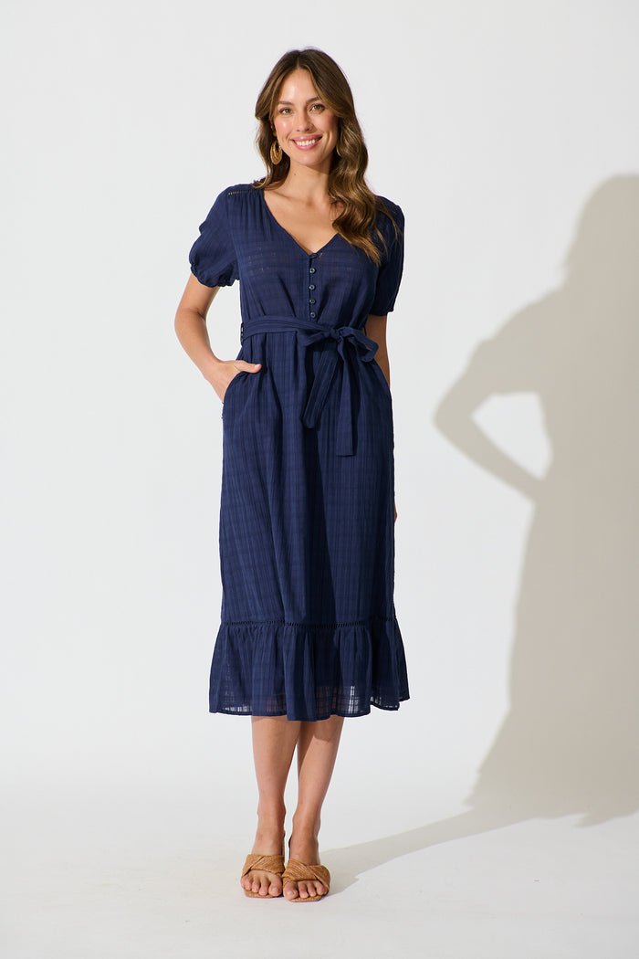 zafira maxi dress navy Zafira Maxi Dress in Navy Cotton