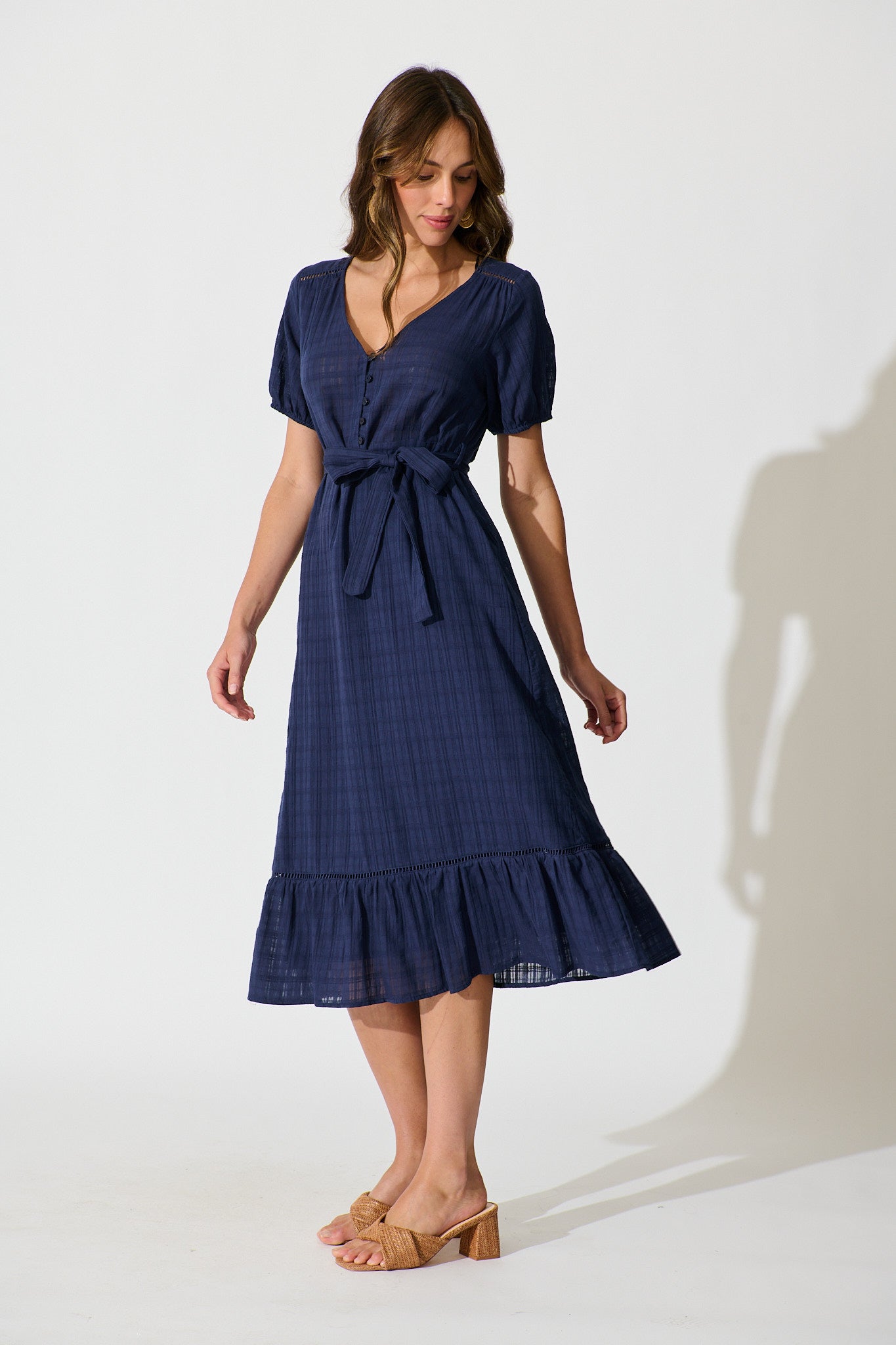 Zafira Maxi Dress in Navy Cotton