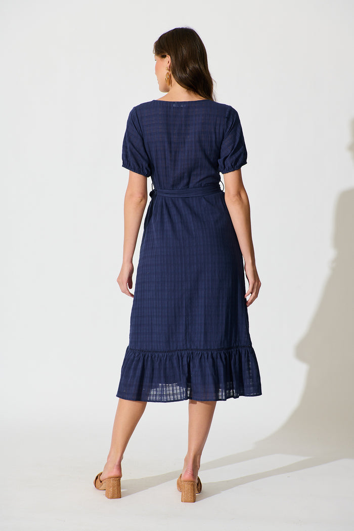 Zafira Maxi Dress in Navy Cotton back