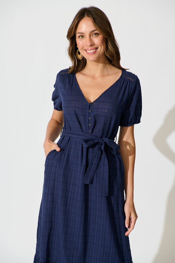Zafira Maxi Dress in Navy Cotton | St Frock Zafira Maxi Dress in Navy Cotton | St Frock