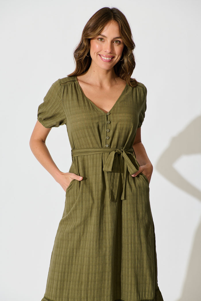 zafira maxi dress black Zafira Maxi Dress in Khaki Cotton