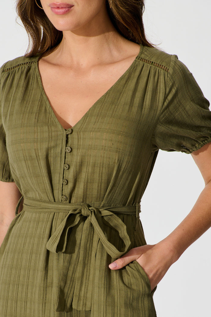 Zafira Maxi Dress in Khaki Cotton | St Frock Zafira Maxi Dress in Khaki Cotton | St Frock