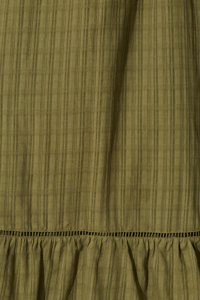 Zafira Maxi Dress in Khaki Cotton fabric