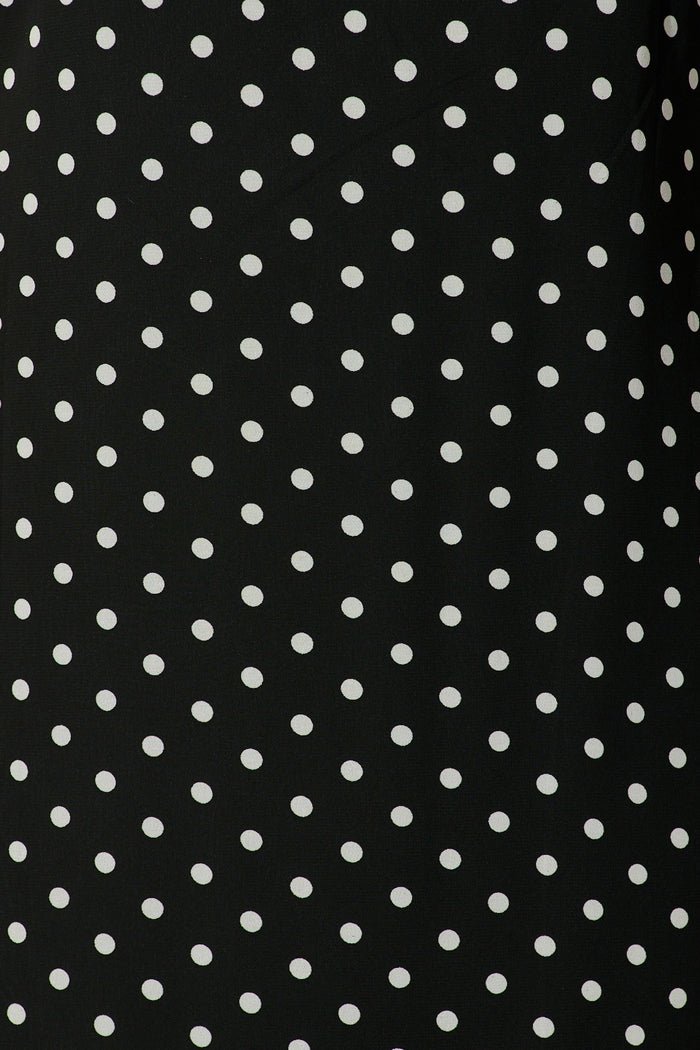 Andora Halterneck Maxi Dress in Black Polka Dot fabric